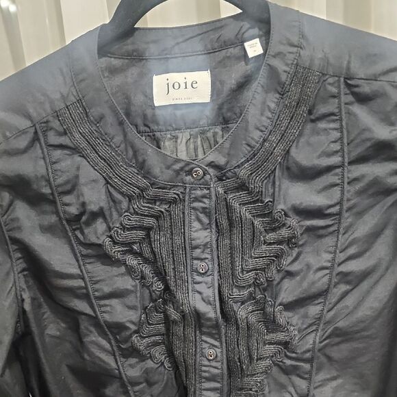 Joie Black Ruffled Blouse - Picture 2 of 4